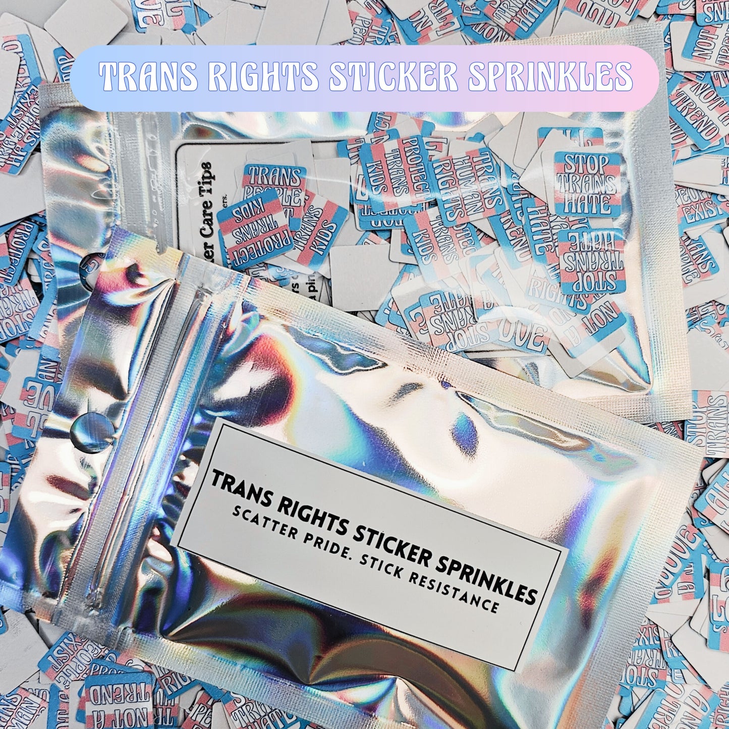 Trans Rights Sticker Sprinkles | Anti-Trump Mini Protest Stickers | Pro-LGBTQ+ Pride | Protect Trans Kids Stickers | Tiny Political Stickers