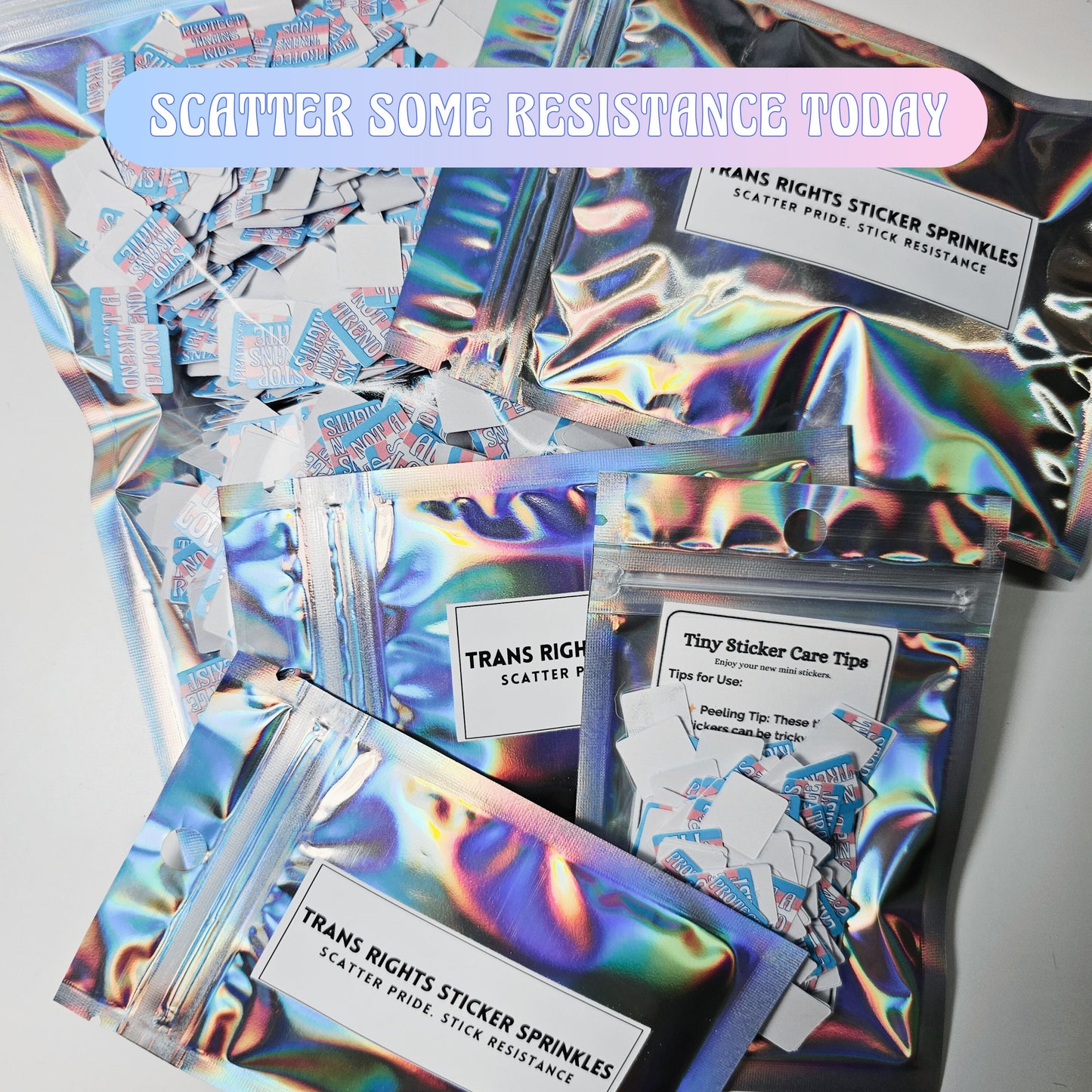 Trans Rights Sticker Sprinkles | Anti-Trump Mini Protest Stickers | Pro-LGBTQ+ Pride | Protect Trans Kids Stickers | Tiny Political Stickers