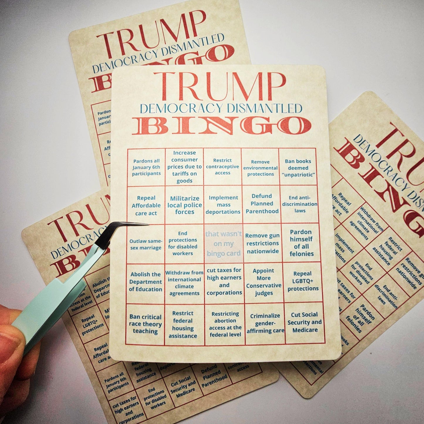 Trump Bingo Card | Trump 2024 Presidency Dark Humor Anti-Trump Satire | Democracy Dismantled | Trump 2024