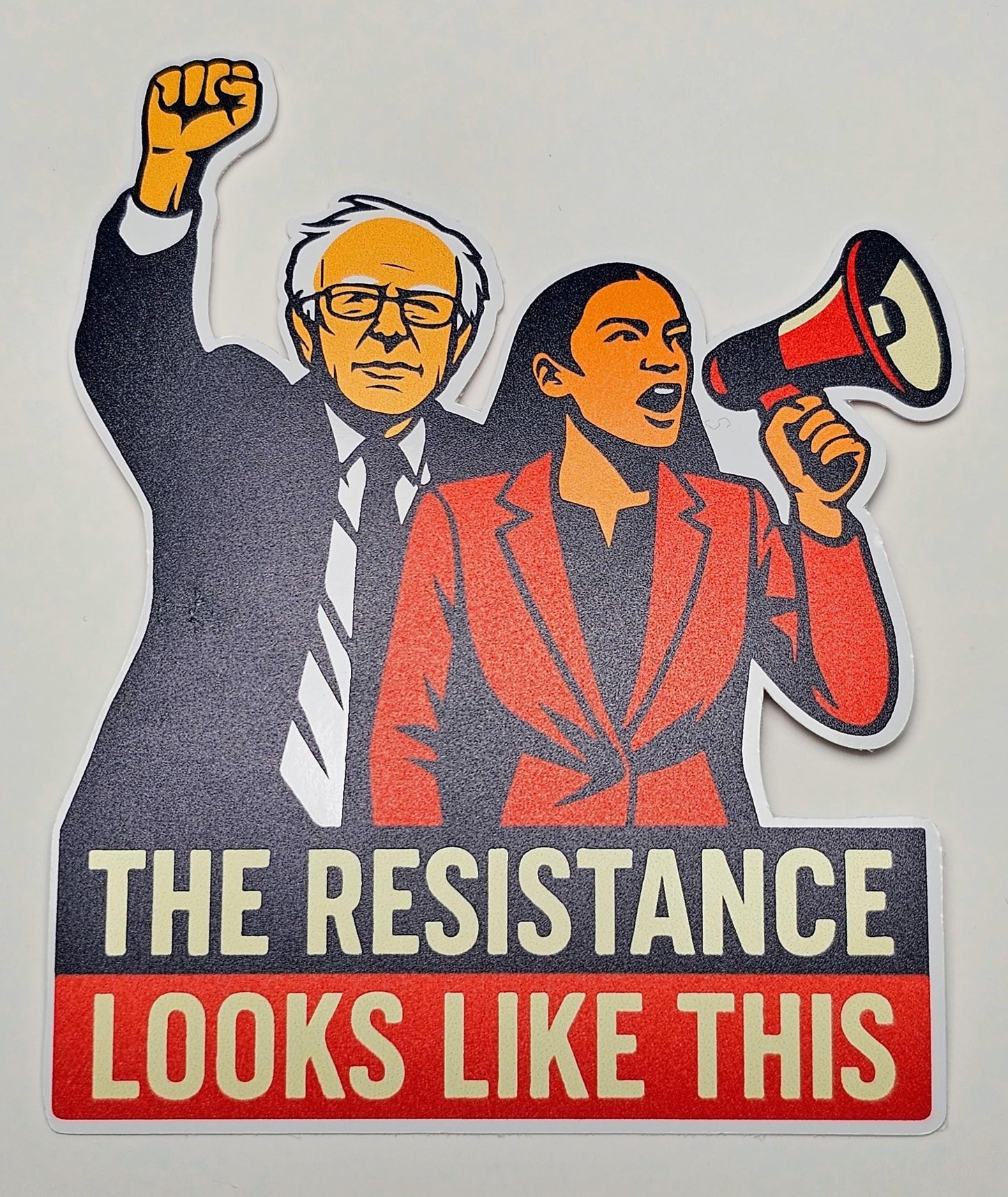 Resistance Sticker - Bernie and AOC - Fight Oligarchy Sticker - Anti Trump Vinyl - Political Activism Sticker