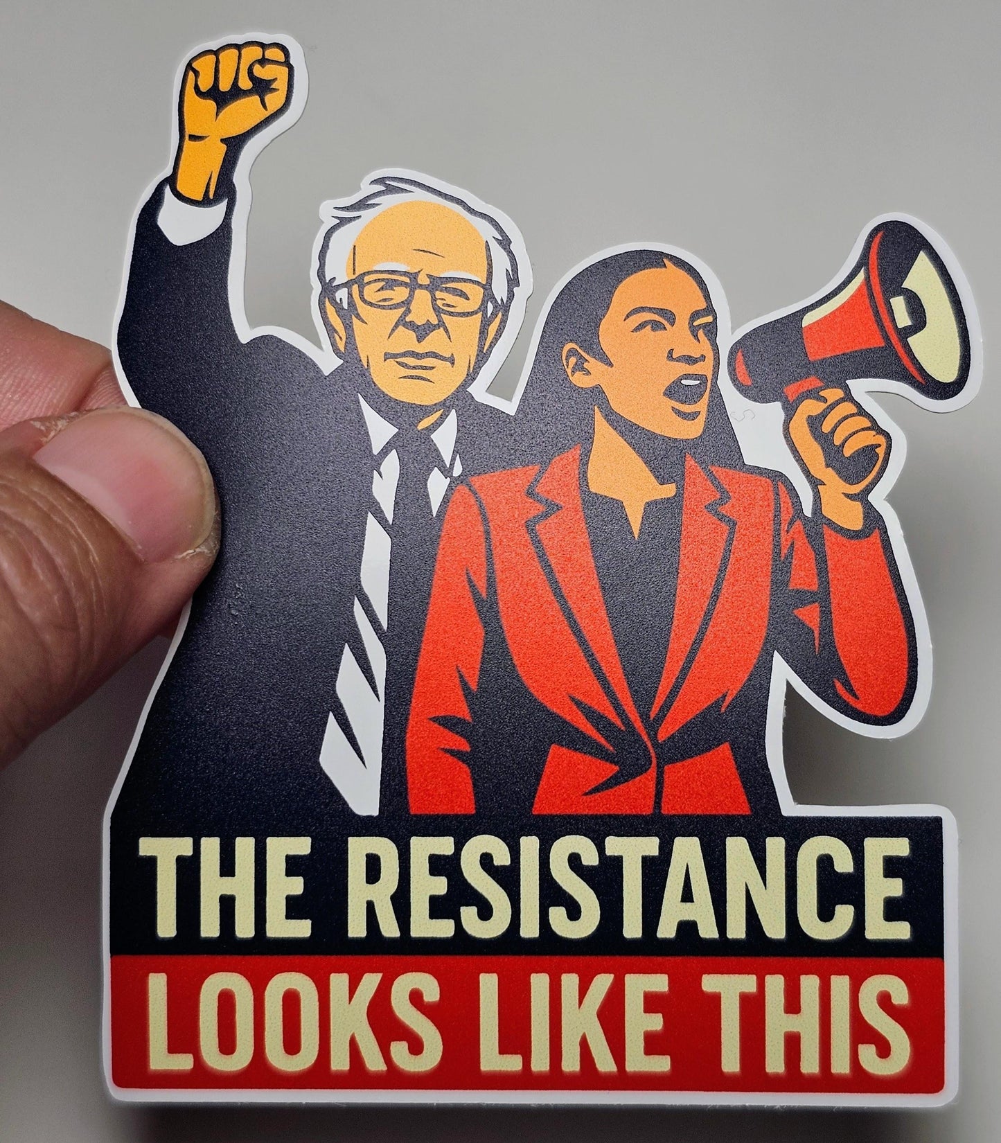 Resistance Sticker - Bernie and AOC - Fight Oligarchy Sticker - Anti Trump Vinyl - Political Activism Sticker