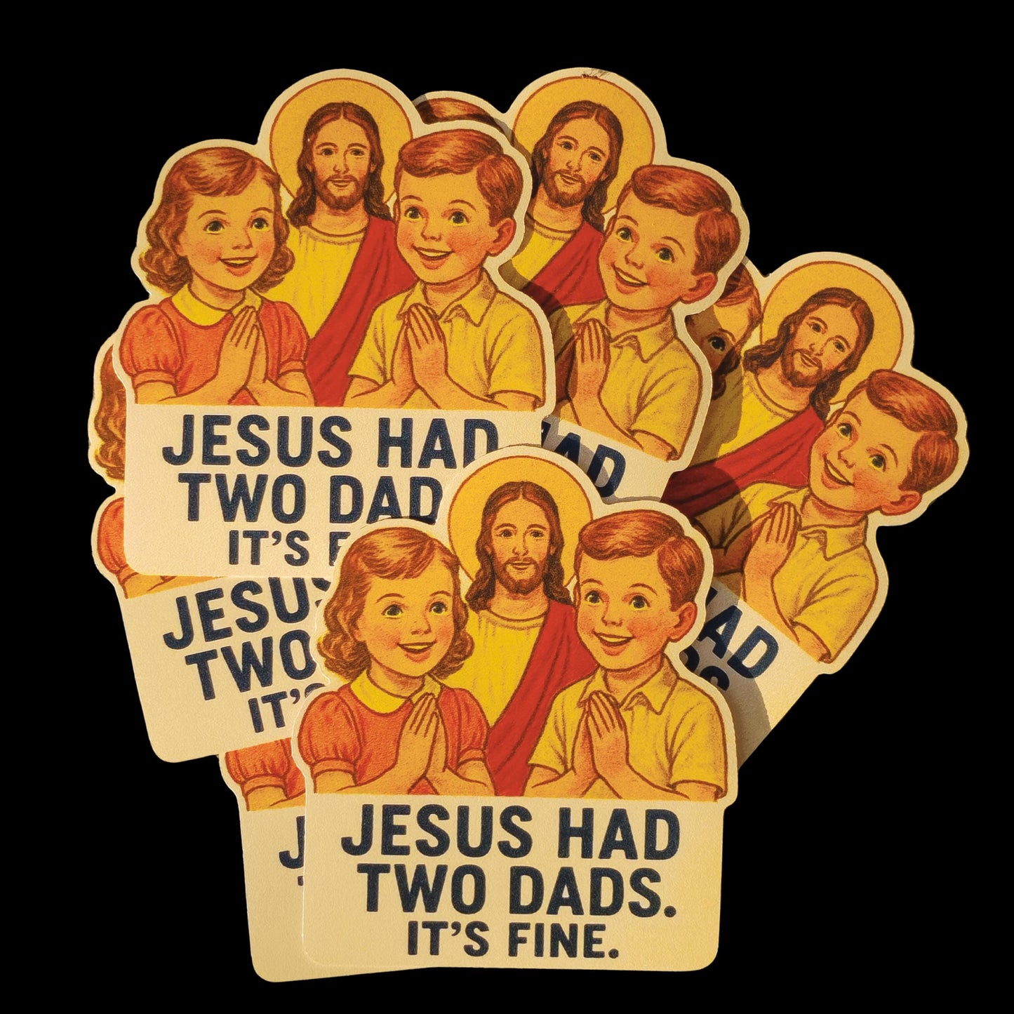 Pride Sticker LGBTQ+ Funny Jesus Had Two Dads Political Humor PRIDE Month Rainbow Decal