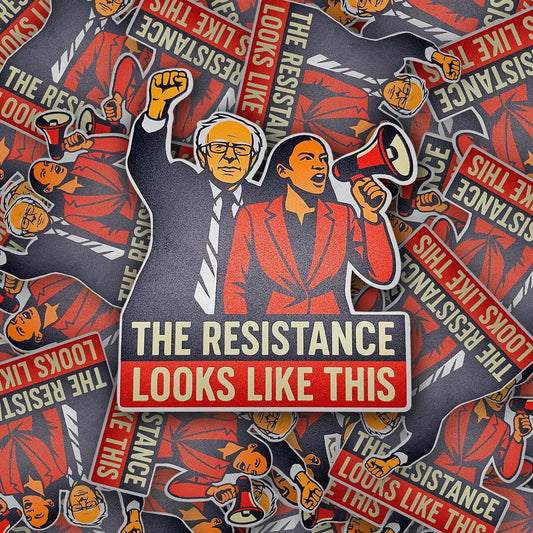 Resistance Sticker - Bernie and AOC - Fight Oligarchy Sticker - Anti Trump Vinyl - Political Activism Sticker
